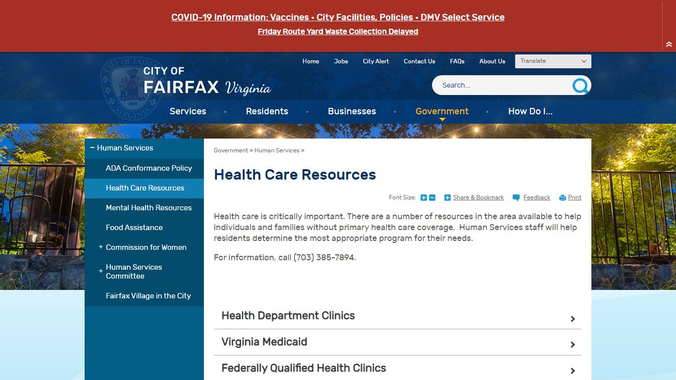 Health Care Resources | City of Fairfax, VA